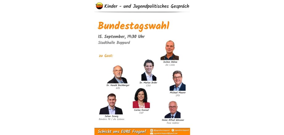 Das Plakat mit den Porträts der Bundestagskandidaten.