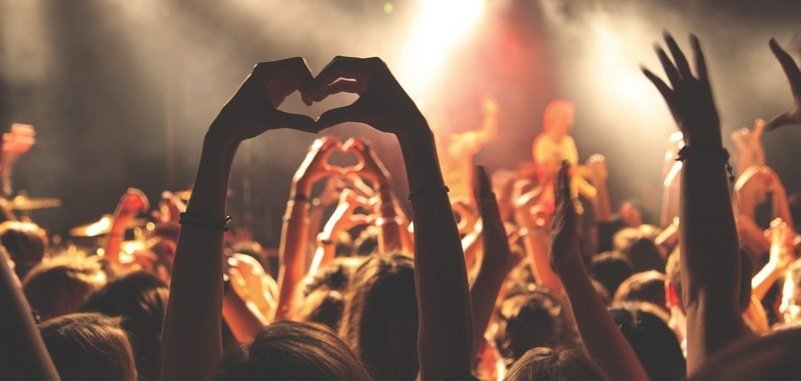 Das Symbolfoto zeigt Hände bei einem Konzert. 