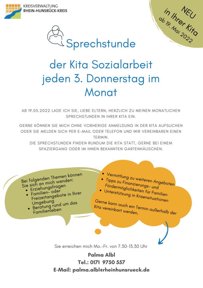 Infobild zu Sprechstunden KiTa Sozialarbeit