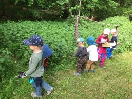 Kinder vor Brenneseln