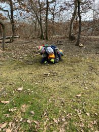 Kinder beim spielen im Wald