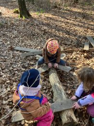 Kinder beim spielen mit Brettern