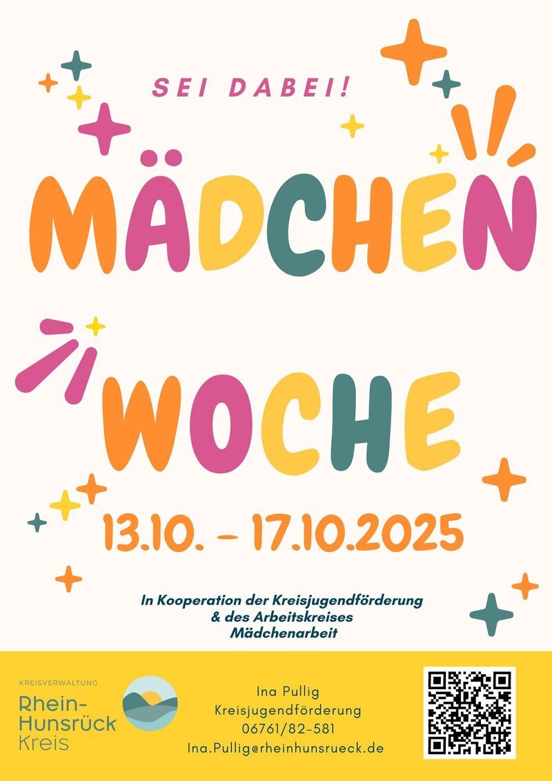 Vom 13. bis 17. Oktober 2025 findet im Rhein-Hunsrück-Kreis wieder die Mädchenwoche statt. Auch das Museum Boppard ist mit dabei und bietet einen Workshop für Mädchen an.