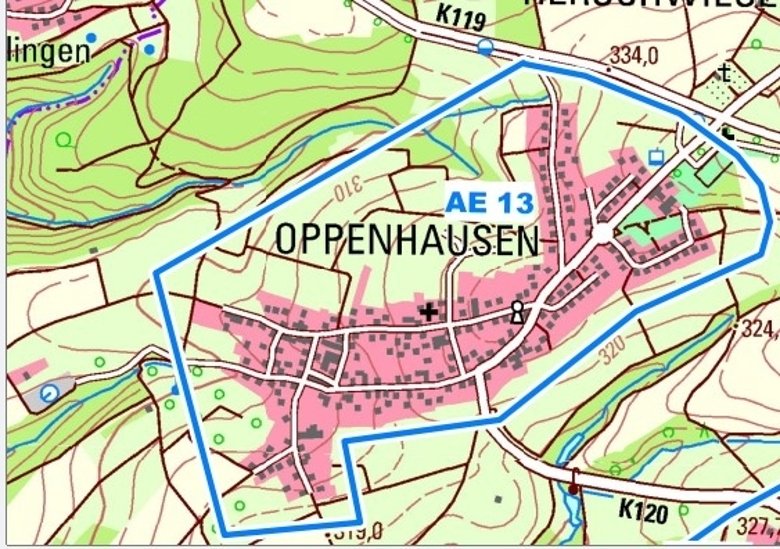 Abrechnungseinheit 13 / Ortsbezirk Oppenhausen, Ortsteil Oppenhausen Abrechnungseinheit 13 / Ortsbezirk Oppenhausen, Ortsteil Oppenhausen